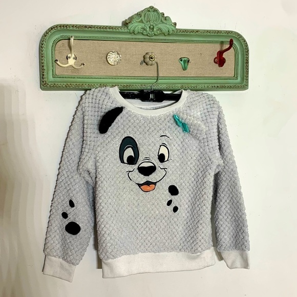 Disney 101 Dalmatians fleece quilted mint bow puppy face pullover size 7 - Picture 1 of 7